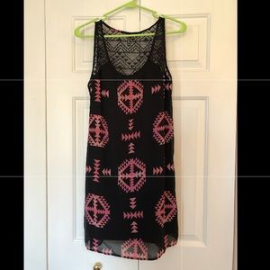 Geometric black and pink dress